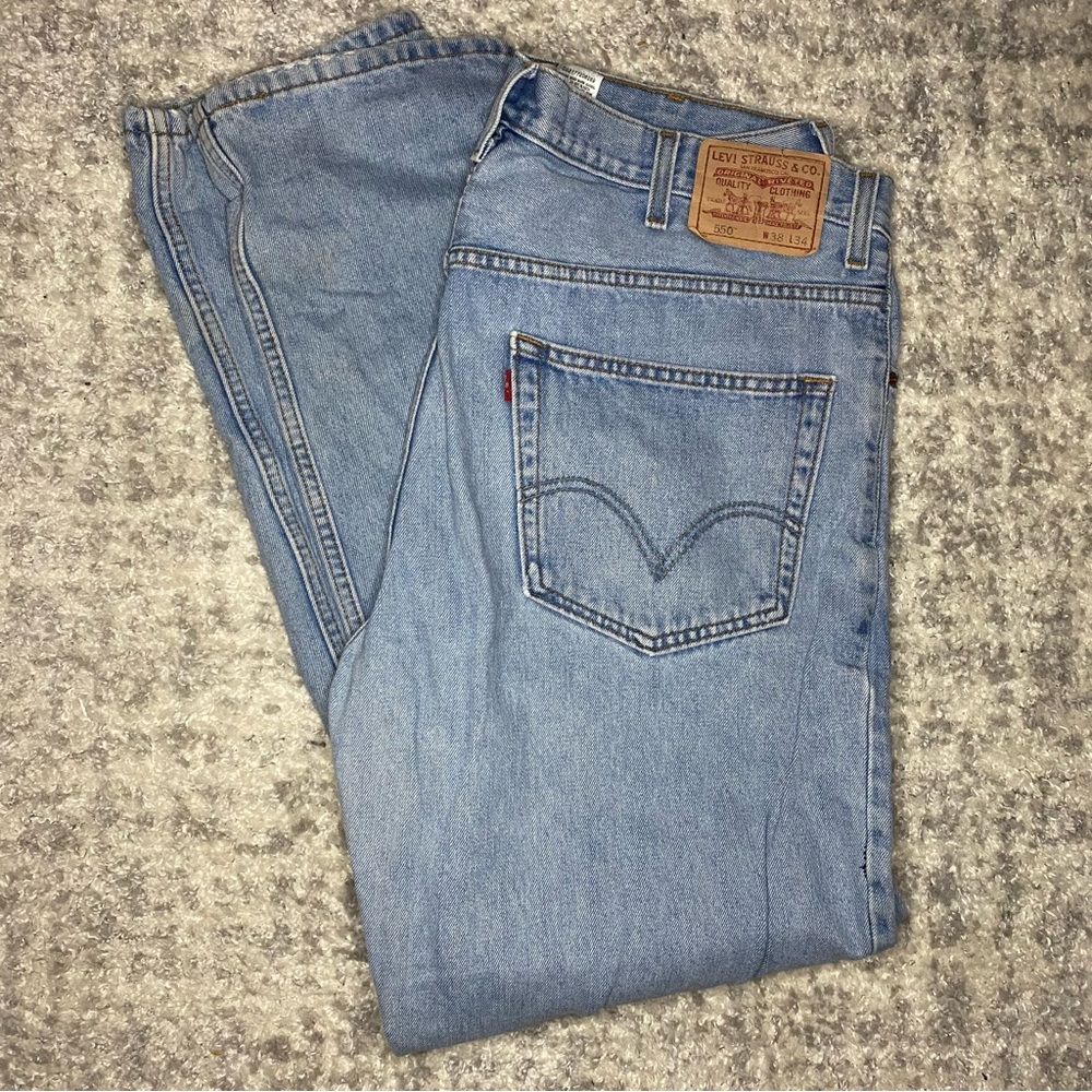 Levis 550 Light Blue Washed Denim